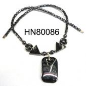 Hematite Hangtag Stone Pendant Necklace